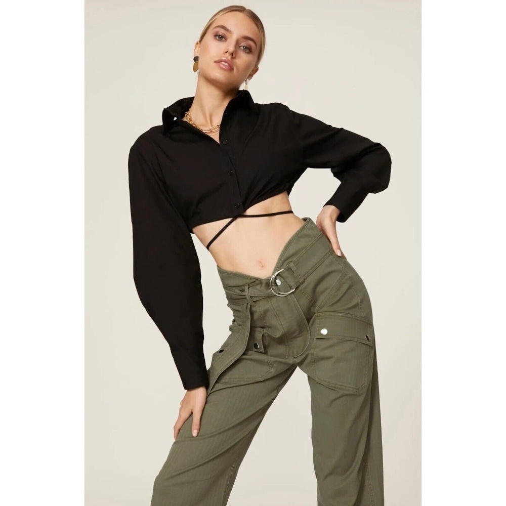 Marissa Webb Collective Canvas Cropped Pants Olive Green 35297 - Picture 5 of 15